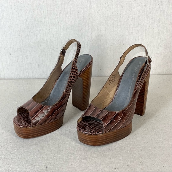Jeffrey Campbell Michlene Leather Sling Back Peep Toe Platform Pumps - Size 9.5 - Picture 2 of 13